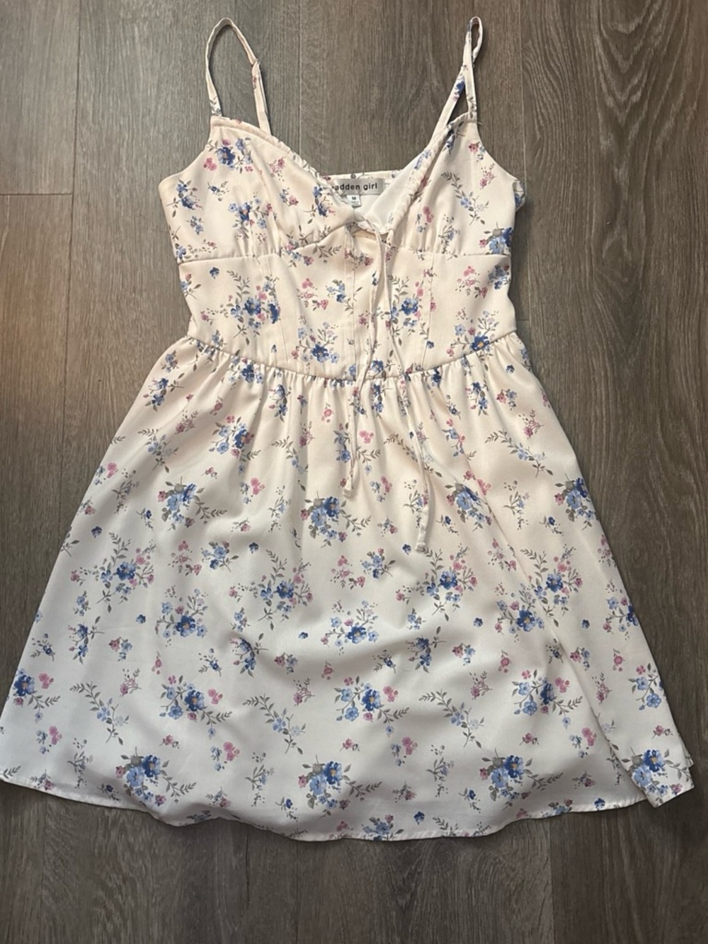 Madden Girl Cream Floral Spaghetti-Strap Sundress